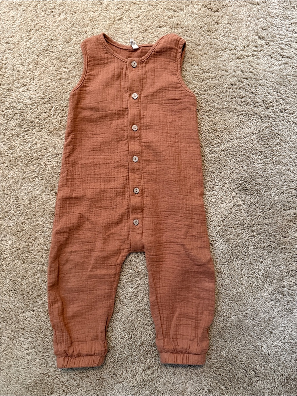 Quincy Mae Woven Jumpsuit in Clay // 100% Organic Cotton // 18-24 months